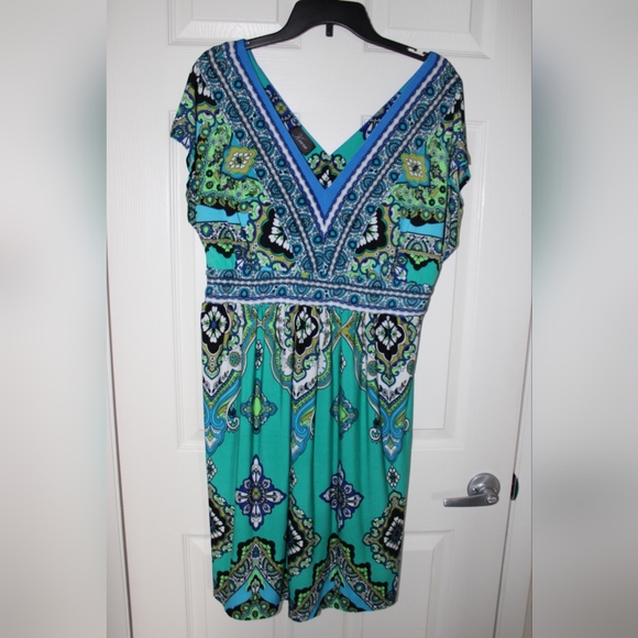 Kiara Dresses & Skirts - Blue Kiara Ornate Patterned Cocktail Dress (XXL)